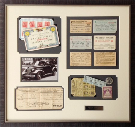 WWII Gas Rationing Montage archivally custom framed