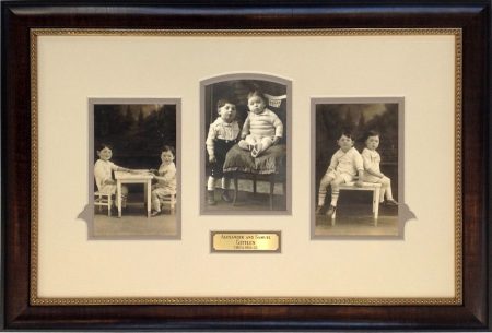 1920's Vintage Photos Framed with Fillet and Brass Engraved Plate