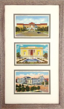 Philadelphia Art Museum postcards custom framed.