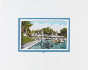 Boston Bridge and Swan Boats postcard