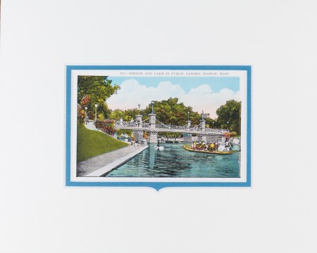 Boston Bridge and Swan Boats postcard