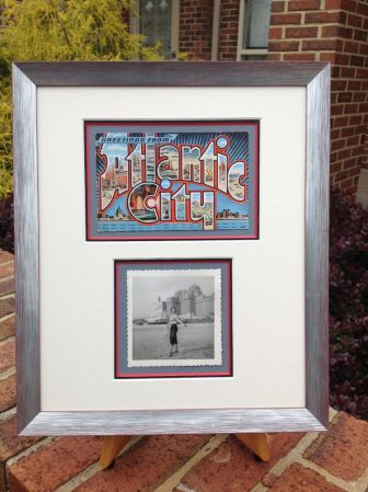 Atlantic City Large Letter postcard with photo custom framed