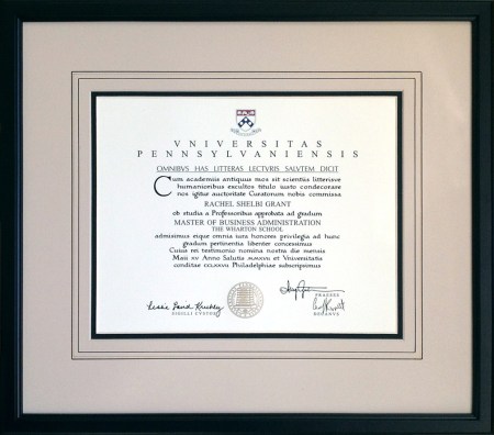 Wharton Framed Diploma