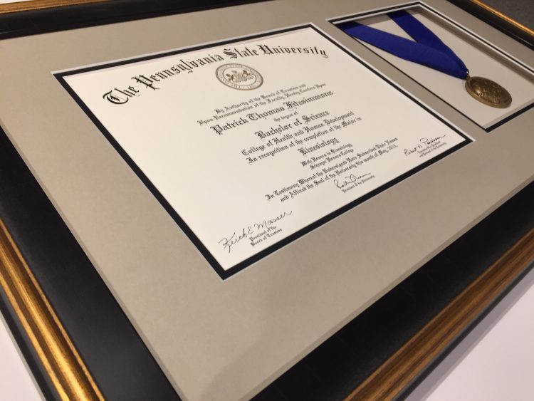 Penn State Diploma Framing with Medal