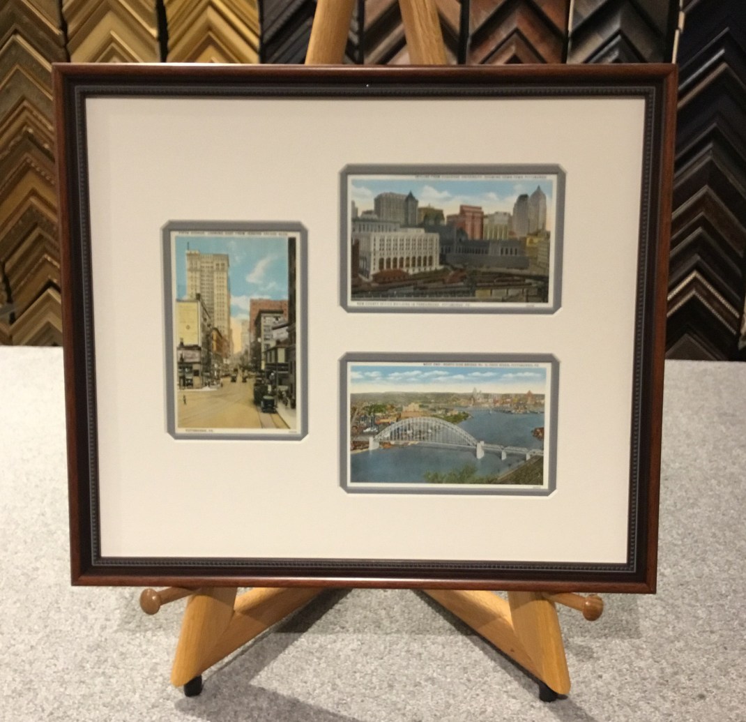 Pittsburgh vintage Postcards custom framed