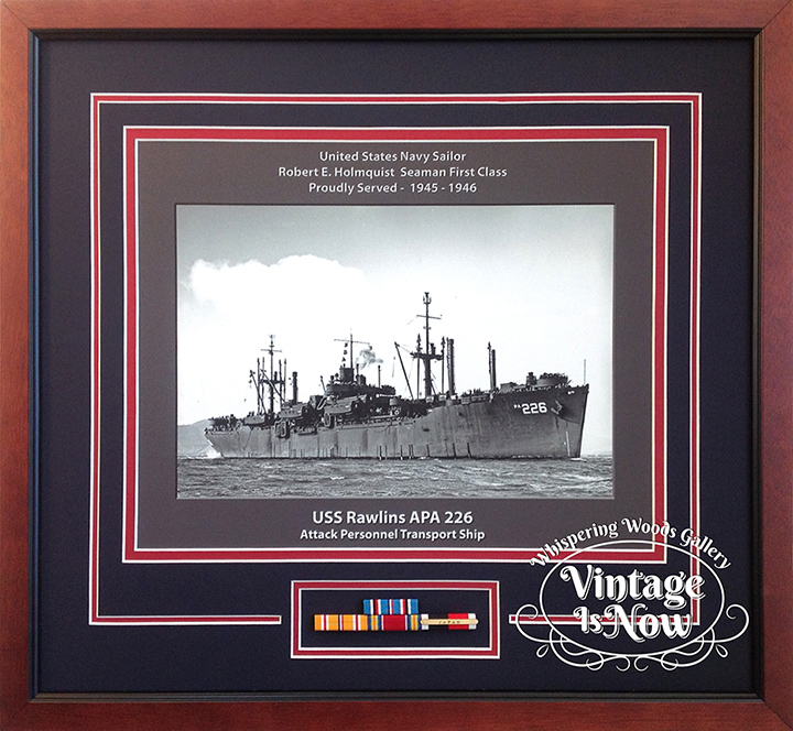 USS Rawlins custom framed ship