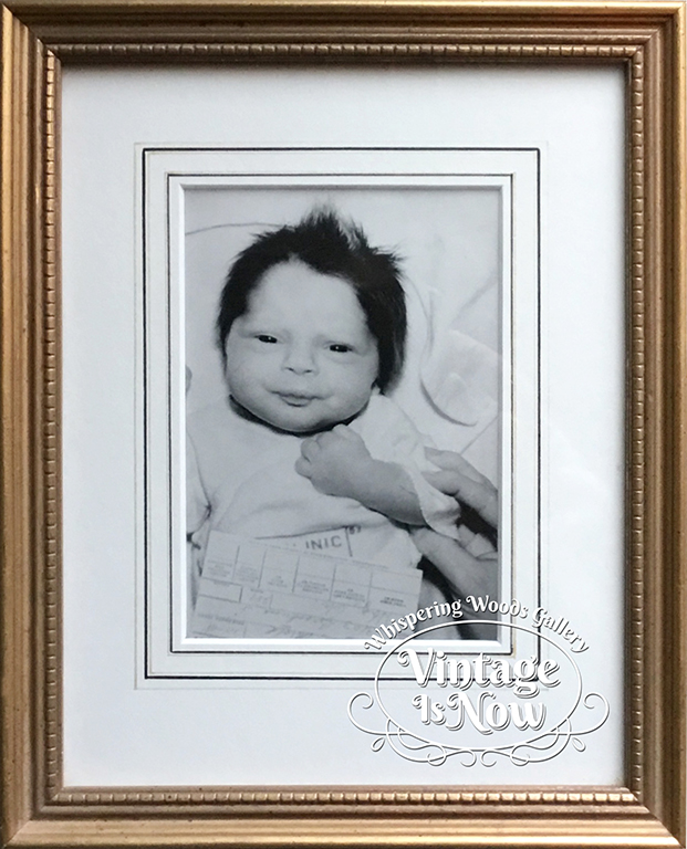 Vintage baby photo custom framed