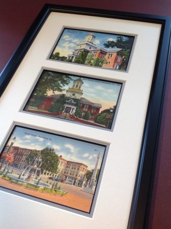 Bloomsburg vintage postcard montage custom framed