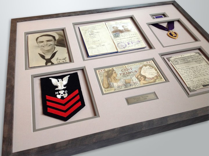 Custom Framed WWII military items.