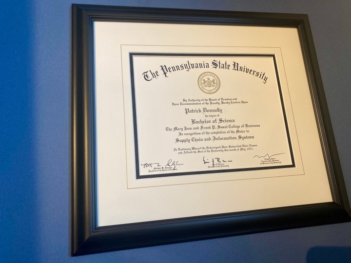 Penn State custom framed diploma